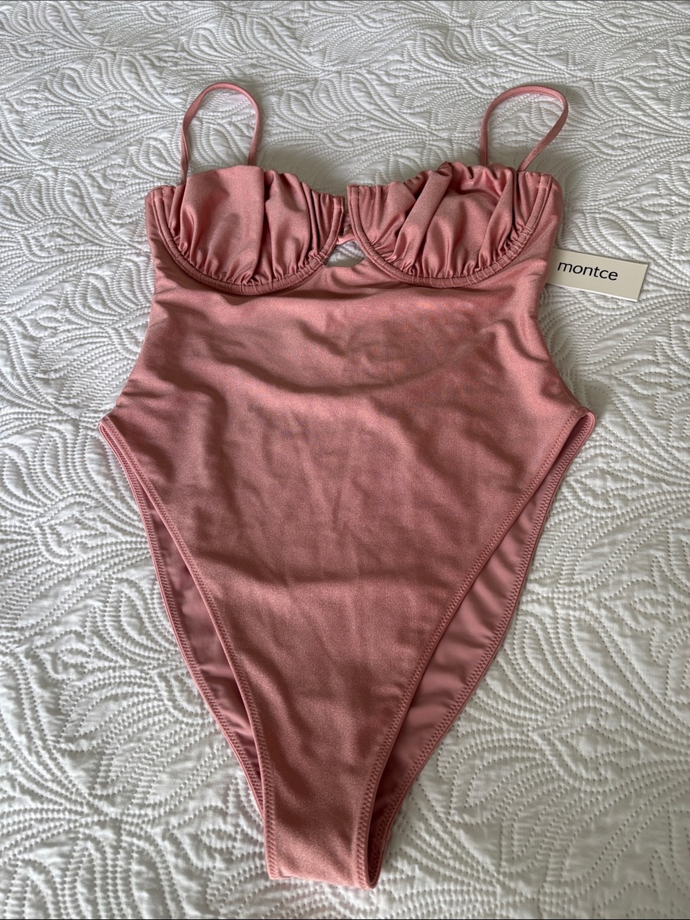 Montce Ladies One-Piece Swimsuit in Dusty Rose. NWT. Sz L